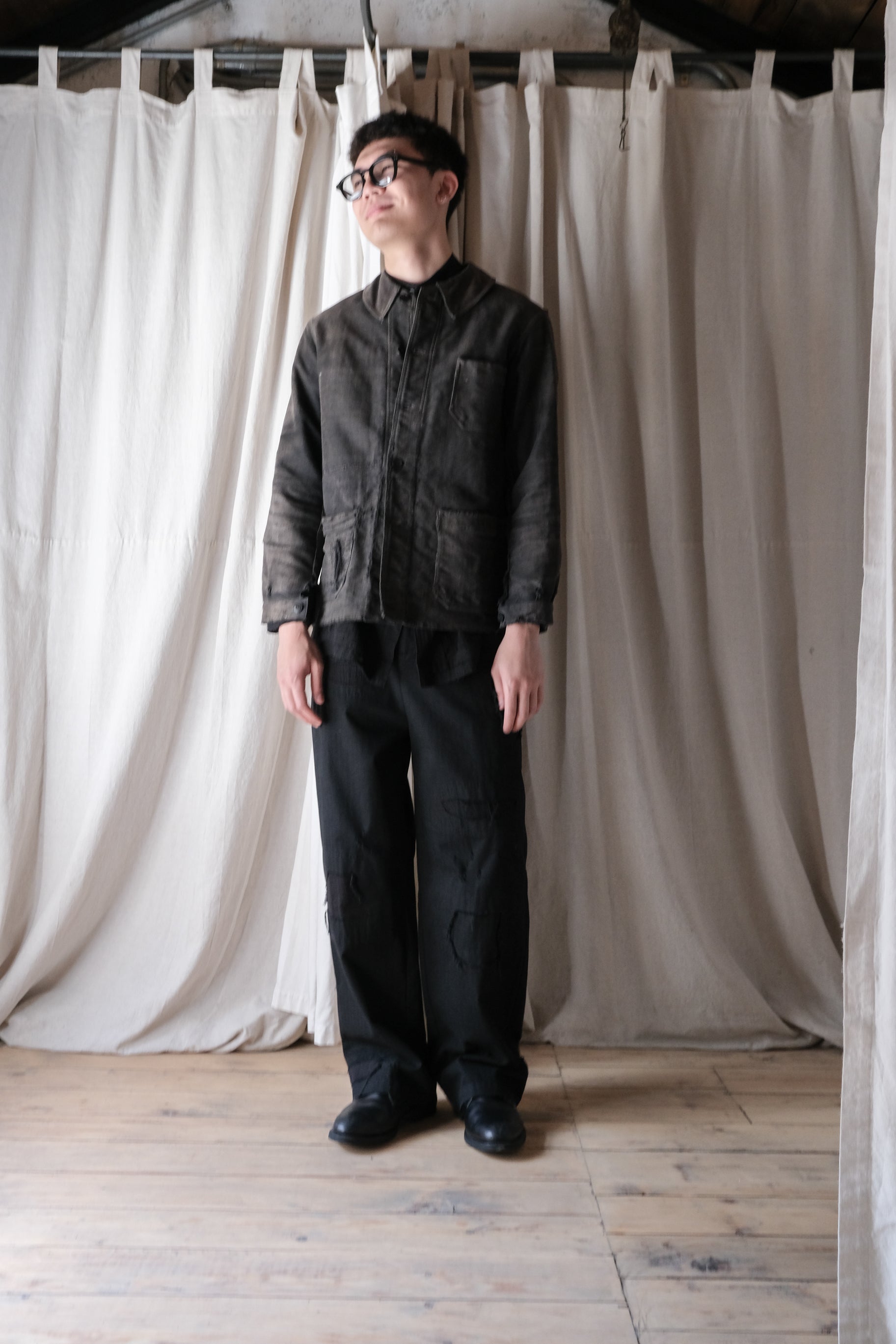 1940's "Dubure & Deverchère"French Black Moleskin Work Jacket / 法國黑色工作外套