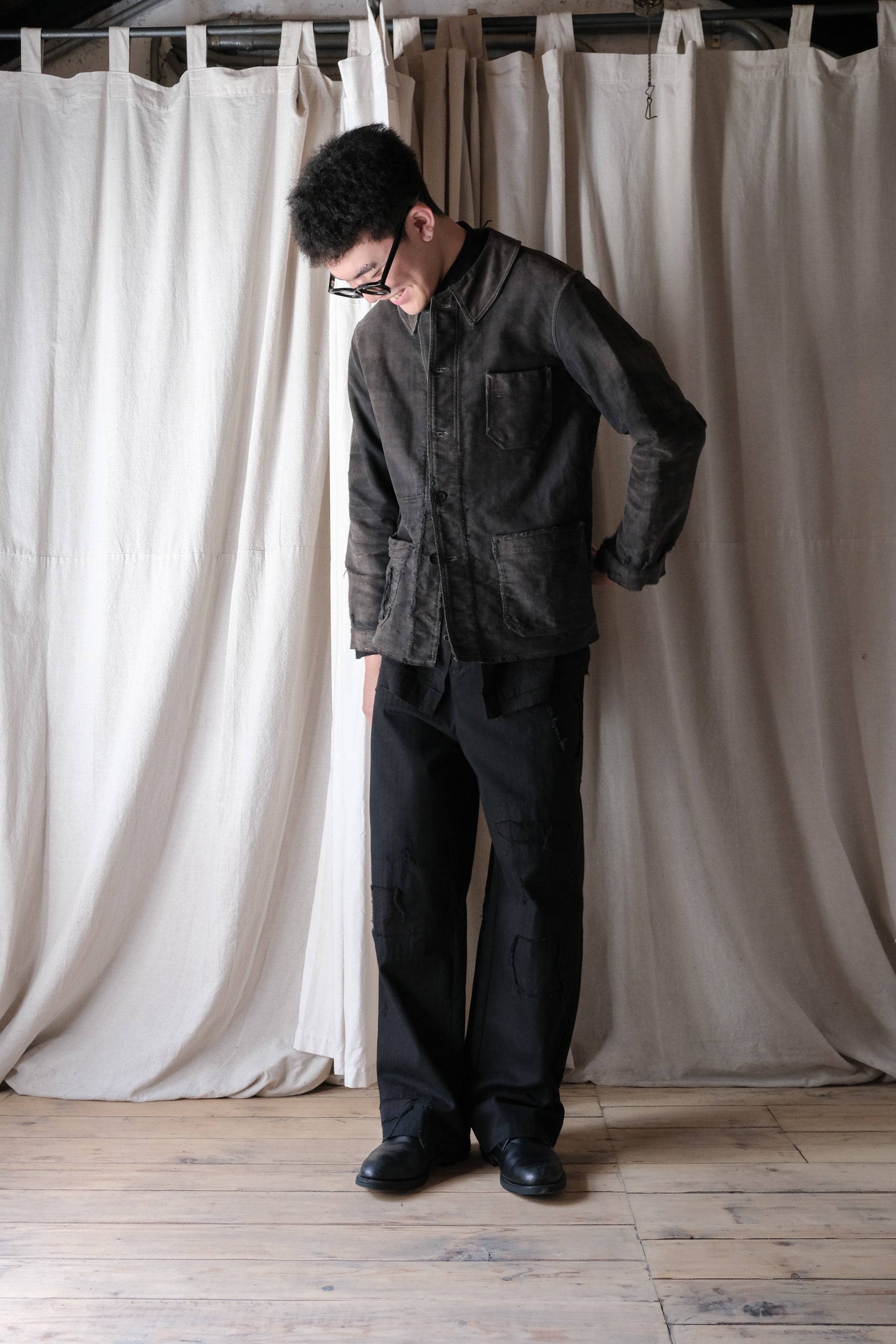 1940's "Dubure & Deverchère"French Black Moleskin Work Jacket / 法國黑色工作外套