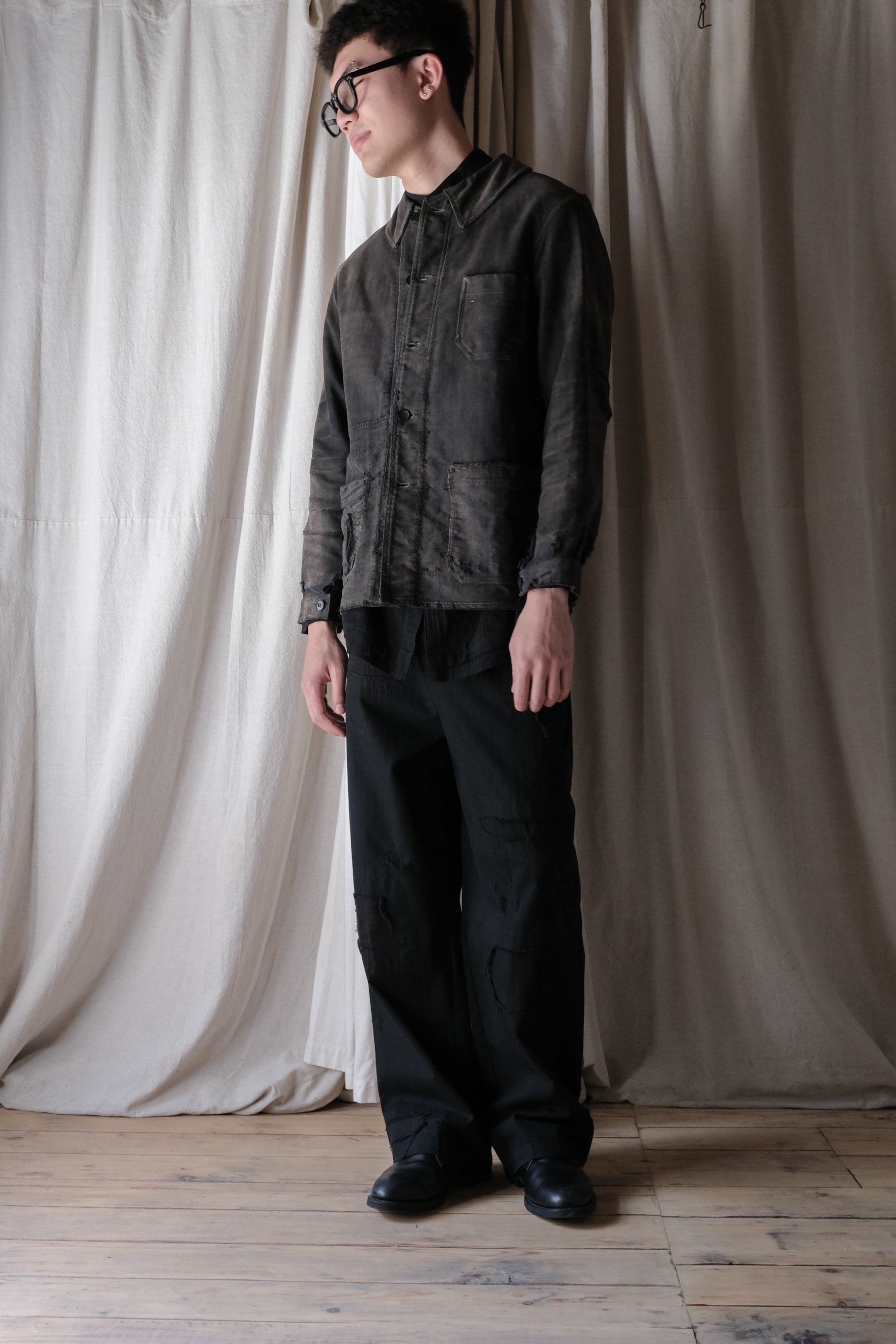 1940's "Dubure & Deverchère"French Black Moleskin Work Jacket / 法國黑色工作外套
