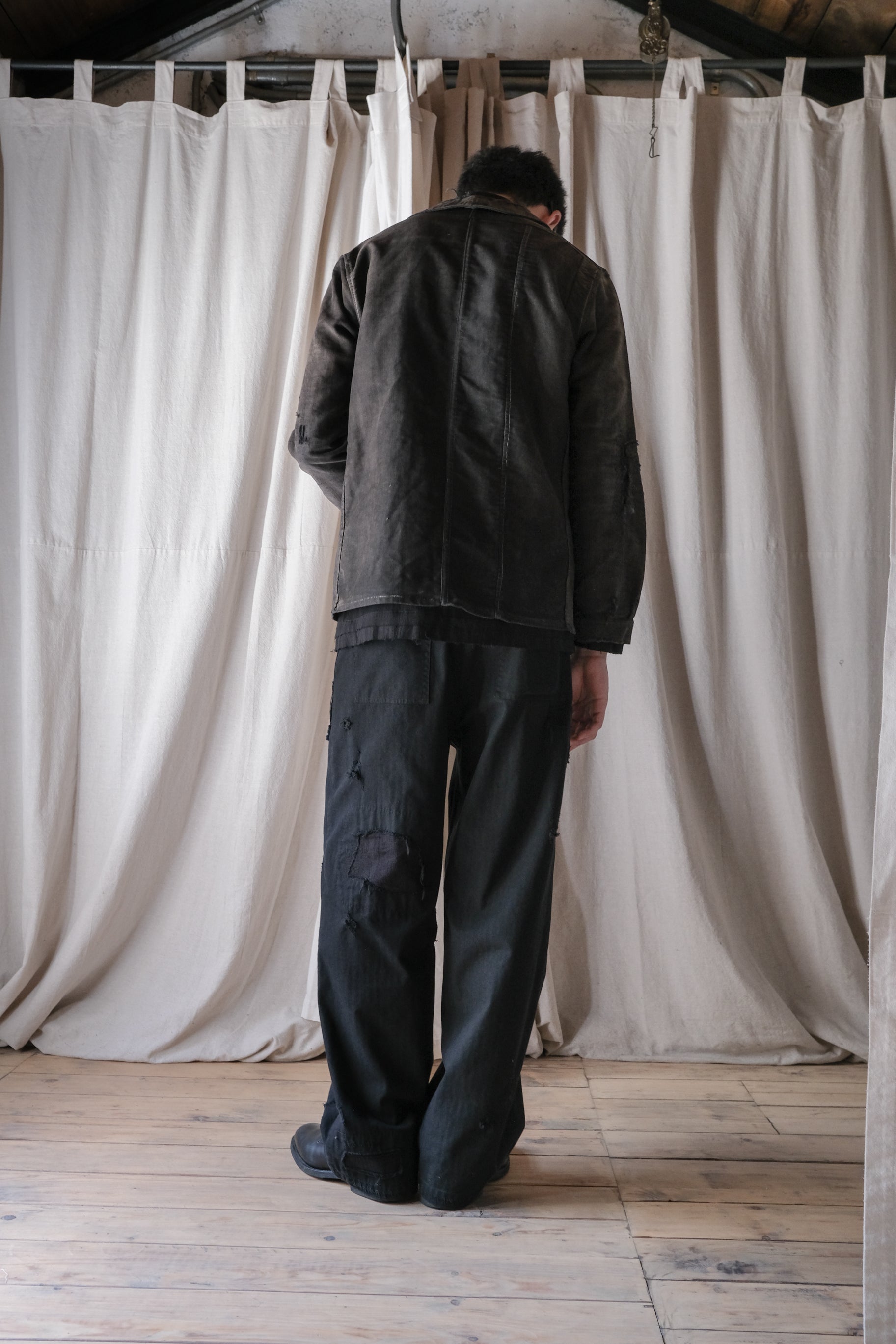 1940's "Dubure & Deverchère"French Black Moleskin Work Jacket / 法國黑色工作外套