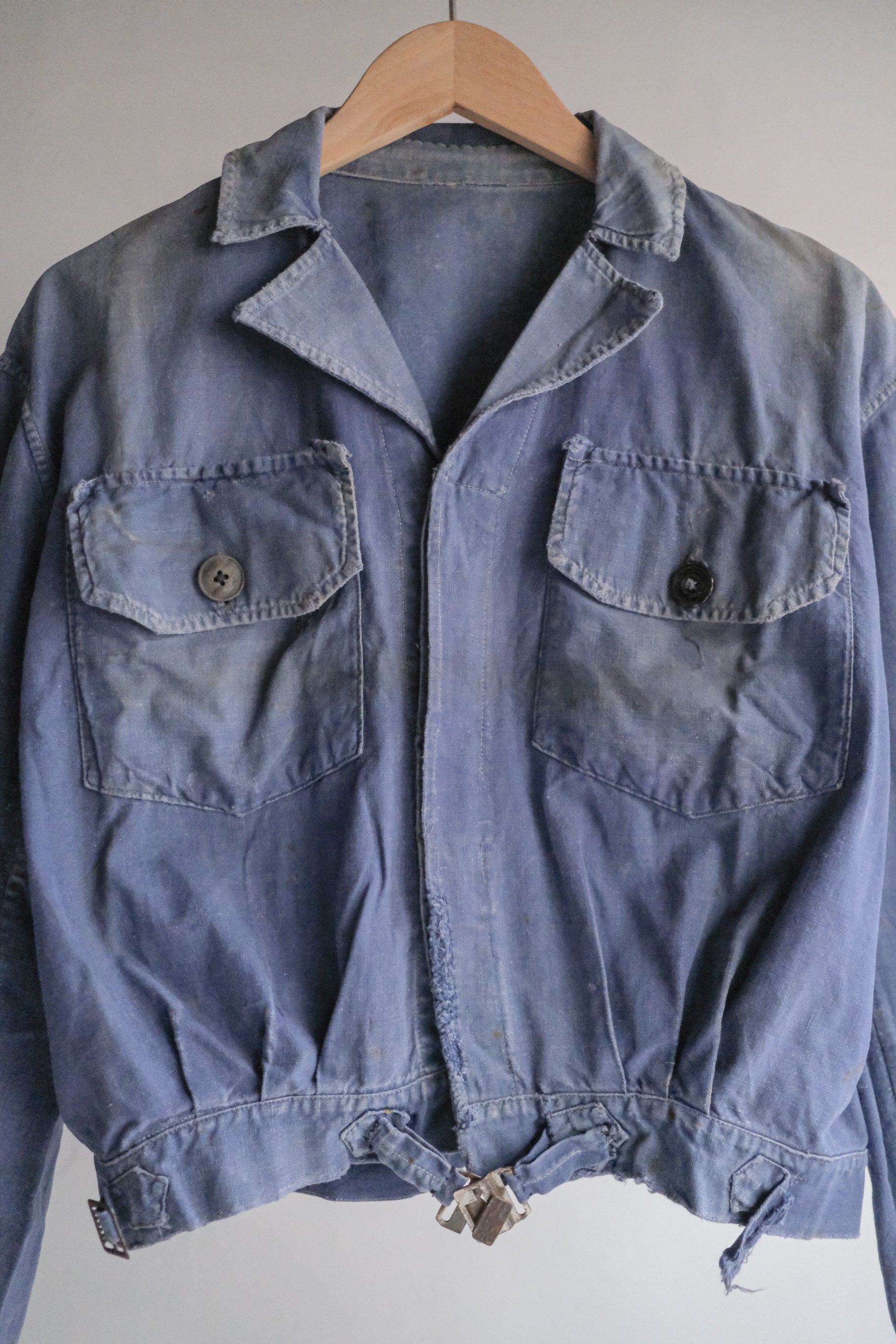 1940’s French Métis Linen Cotton Cyclist Buckle Jacket / 法國混紡棉麻自行車外套