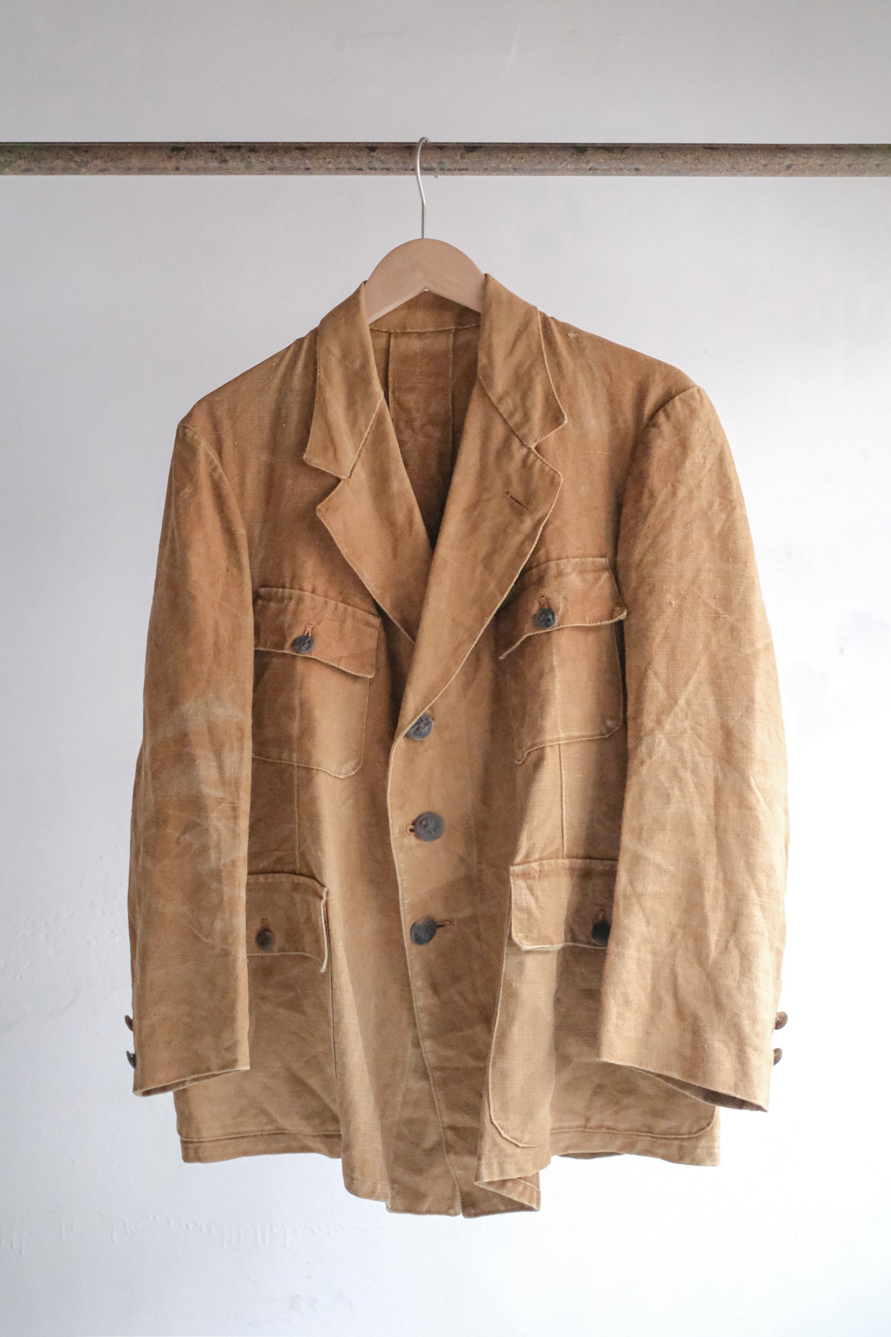 1940’s French Brown Linen Hunting Jacket / 法國棕色亞麻獵裝夾克