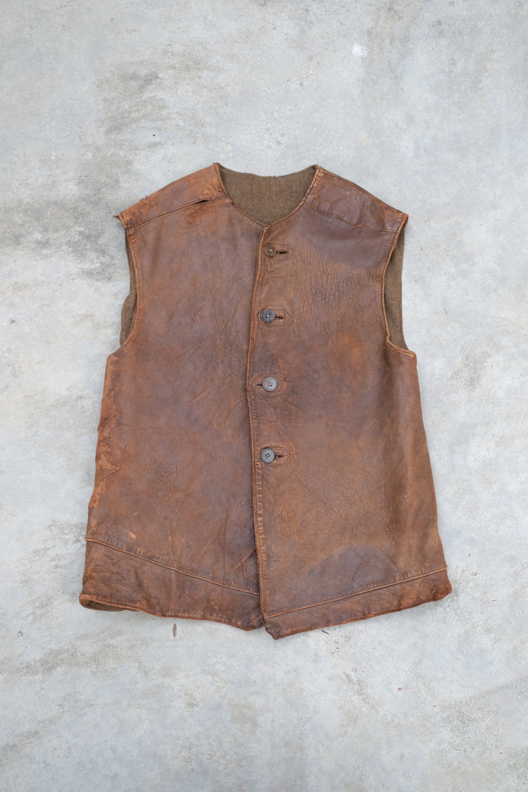 1940-1950’s Belgian Army Jerkin Leather Vest / 比利時軍用皮質背心