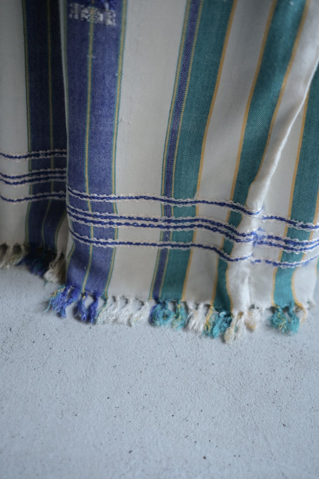1970's Alpnani Rayon Woven Stripe Angel Sleeve Kaftan / 古著直織紋天使袖長袍