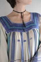 1970's Alpnani Rayon Woven Stripe Angel Sleeve Kaftan / 古著直織紋天使袖長袍