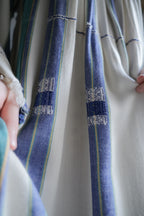1970's Alpnani Rayon Woven Stripe Angel Sleeve Kaftan / 古著直織紋天使袖長袍