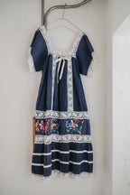 Mexican Embroidered Crochet Dress / 墨西哥鉤針刺繡碎褶洋裝