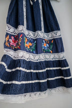 Mexican Embroidered Crochet Dress / 墨西哥鉤針刺繡碎褶洋裝