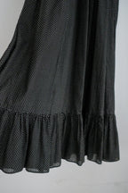 1970's "Ellen Tracy" Polka Dot Ruffled Maxi Dress / 波點荷葉邊長裙