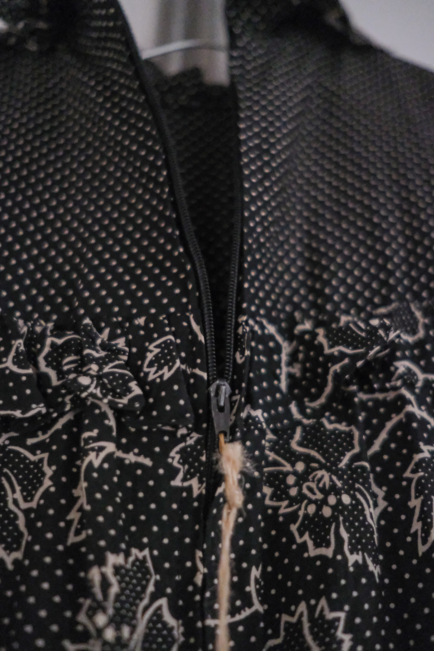 1970's "Ellen Tracy" Polka Dot Ruffled Maxi Dress / 波點荷葉邊長裙