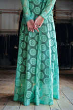 Vintage Lace Overall Dress / 綠松色蕾絲開襟長洋裝