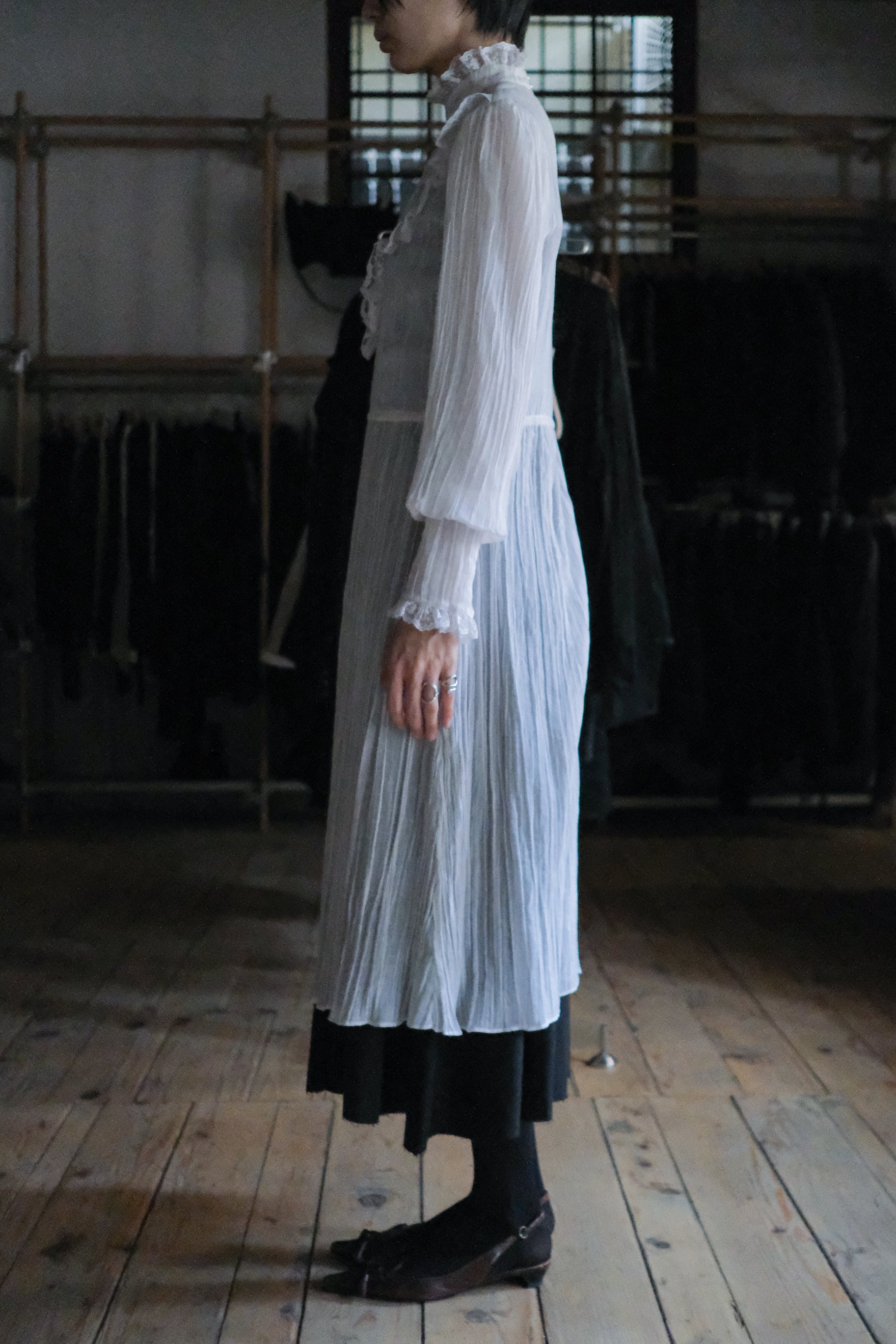 Vintage Lace Gauze Dress / 珍珠白蕾絲薄紗洋裝