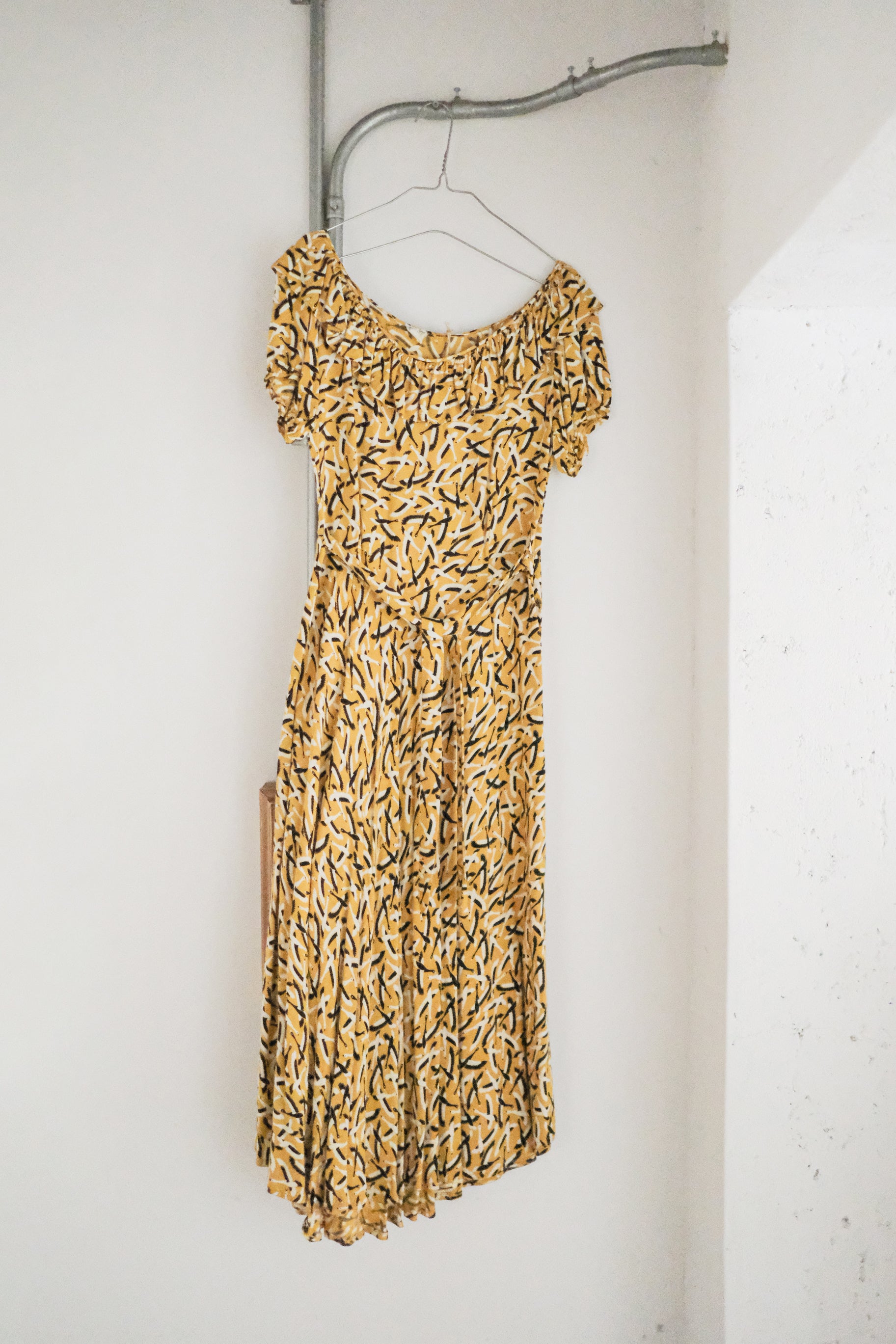 1940-1950's "CC41" Label Print Dress / 古著“CC41”標飛鳥印花洋裝