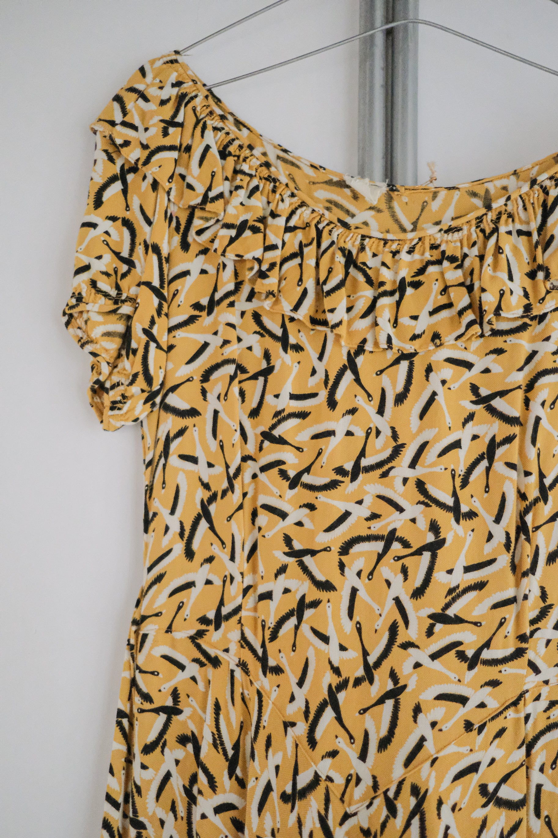 1940-1950's "CC41" Label Print Dress / 古著“CC41”標飛鳥印花洋裝