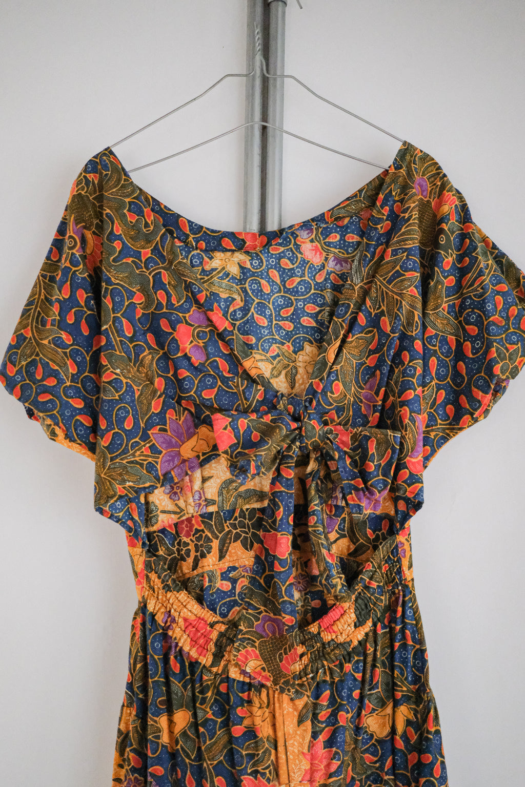 Vintage Folk Print Dress / 南洋印花蝴蝶袖洋裝