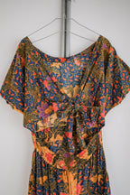 Vintage Folk Print Dress / 南洋印花蝴蝶袖洋裝