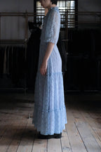 Vintage Lace Maxi Dress / 水波藍透膚蕾絲長裙