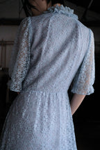 Vintage Lace Maxi Dress / 水波藍透膚蕾絲長裙