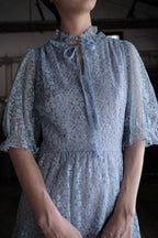 Vintage Lace Maxi Dress / 水波藍透膚蕾絲長裙