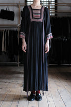 1970's Wallis Boho Dress / 碎花圍兜雙緞帶細褶洋裝