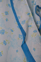 Vintage Floral Night Dress / 水波藍荷葉邊透膚開襟睡衣洋裝