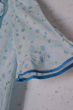 Vintage Floral Night Dress / 水波藍荷葉邊透膚開襟睡衣洋裝
