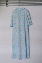 Vintage Floral Night Dress / 水波藍荷葉邊透膚開襟睡衣洋裝