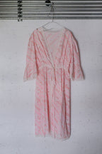 Vintage Floral Sheer Night Dress / 白木蘭蕾絲開襟睡衣洋裝