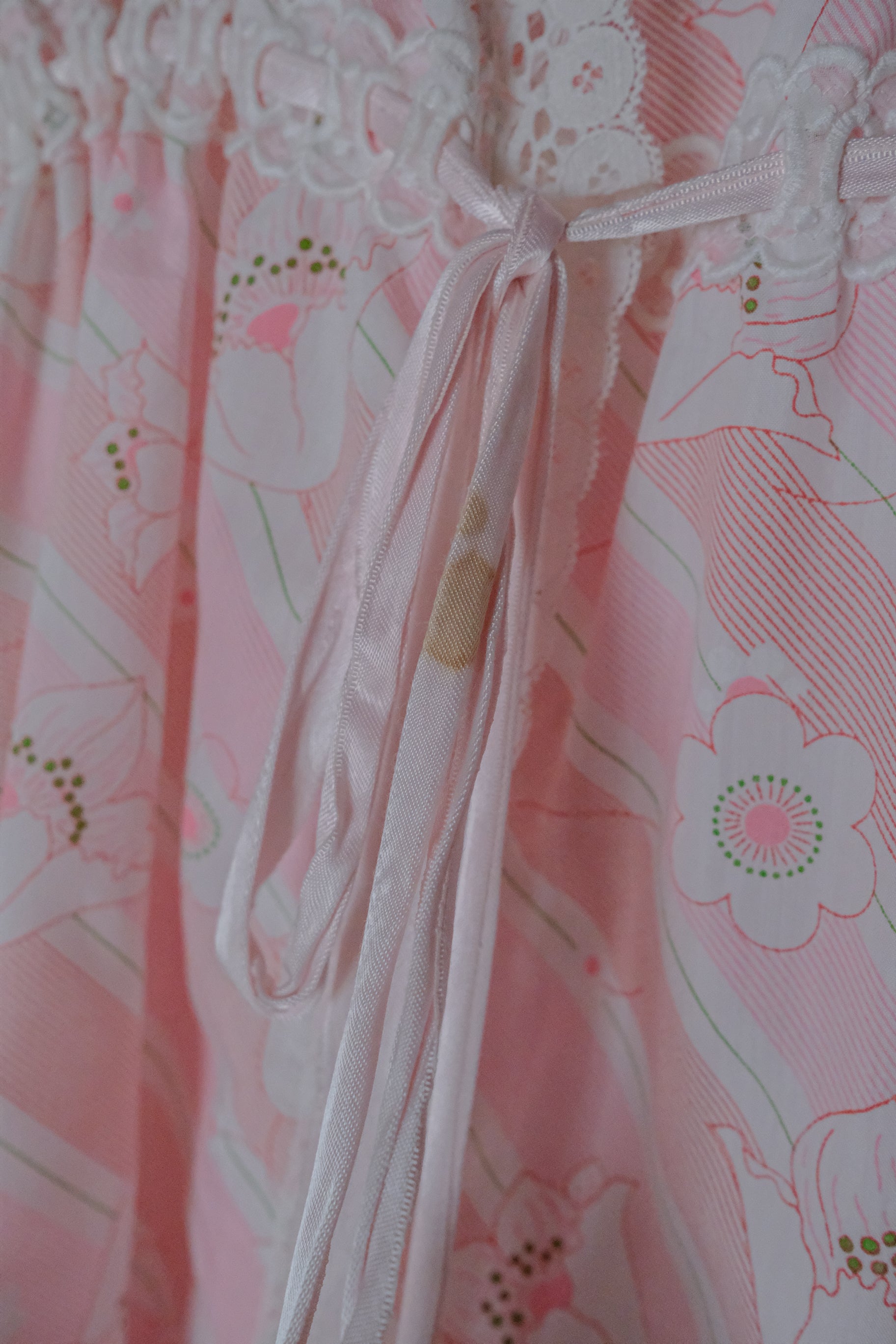 Vintage Floral Sheer Night Dress / 白木蘭蕾絲開襟睡衣洋裝
