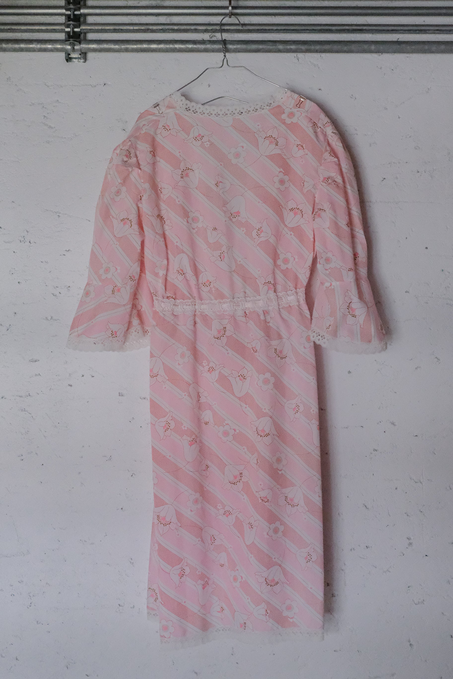 Vintage Floral Sheer Night Dress / 白木蘭蕾絲開襟睡衣洋裝