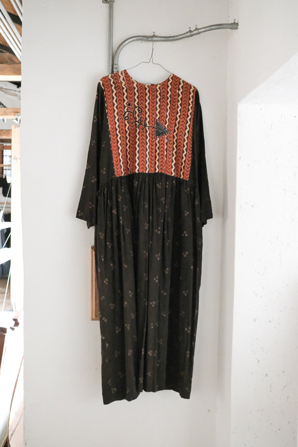 1990's India Batik Embroidery Dress / 印度蠟染刺繡洋裝