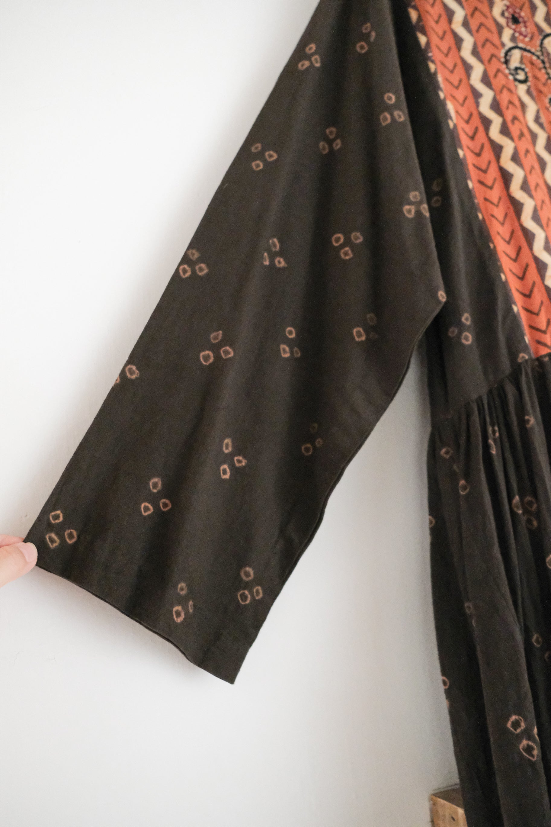 1990's India Batik Embroidery Dress / 印度蠟染刺繡洋裝