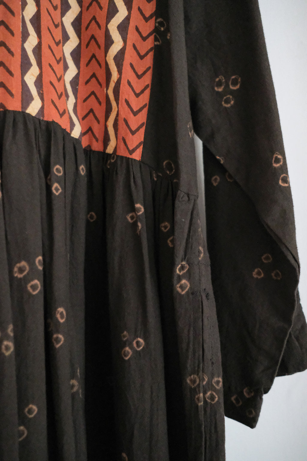 1990's India Batik Embroidery Dress / 印度蠟染刺繡洋裝