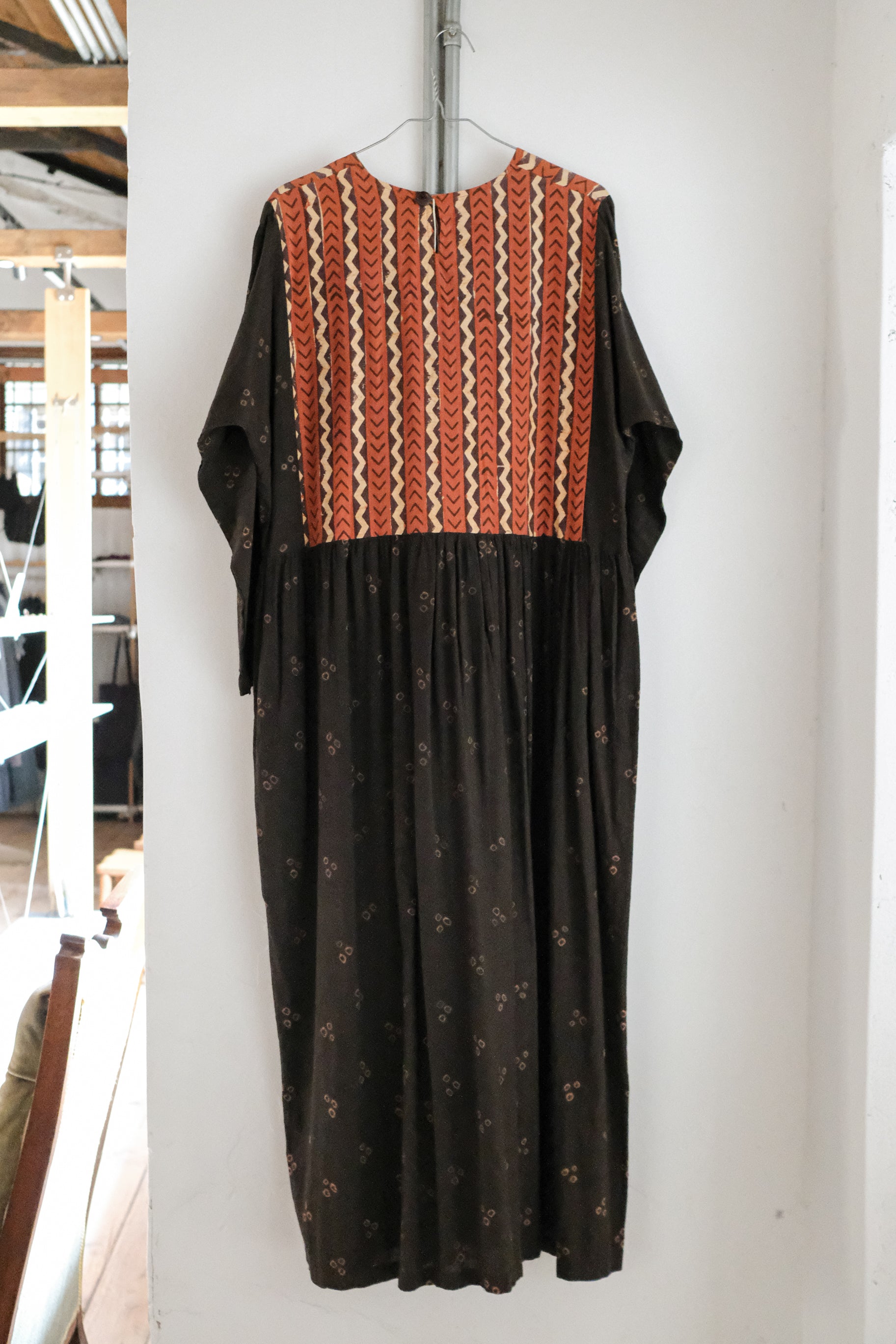 1990's India Batik Embroidery Dress / 印度蠟染刺繡洋裝
