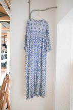 1970's Romona Rull Shisha Stitch Block Print Dress / 古著鏡面刺繡蓋染洋裝