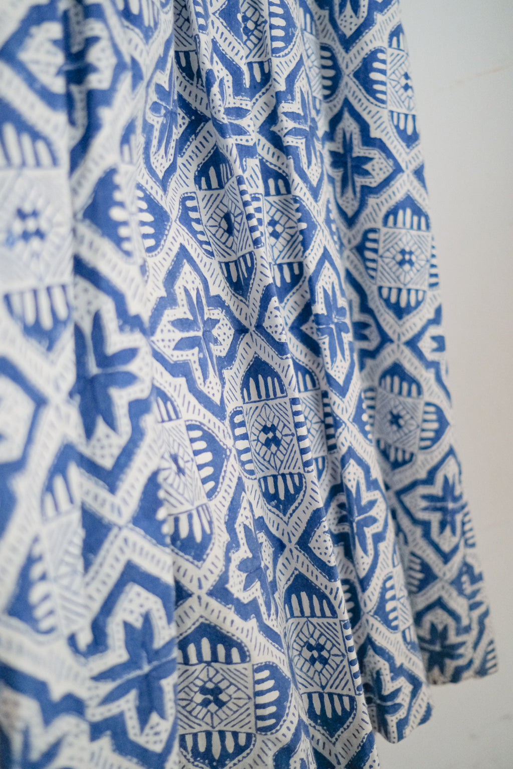 1970's Romona Rull Shisha Stitch Block Print Dress / 古著鏡面刺繡蓋染洋裝