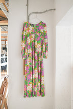Vintage Spring Floral Maxi Dress / 珊瑚藤雨扶桑長洋裝