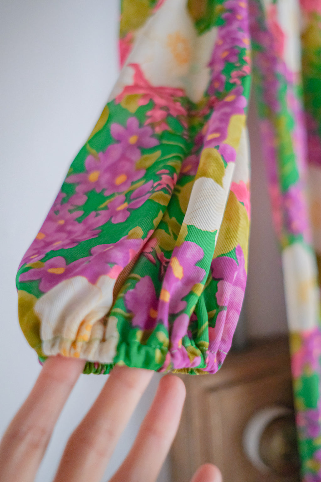 Vintage Spring Floral Maxi Dress / 珊瑚藤雨扶桑長洋裝
