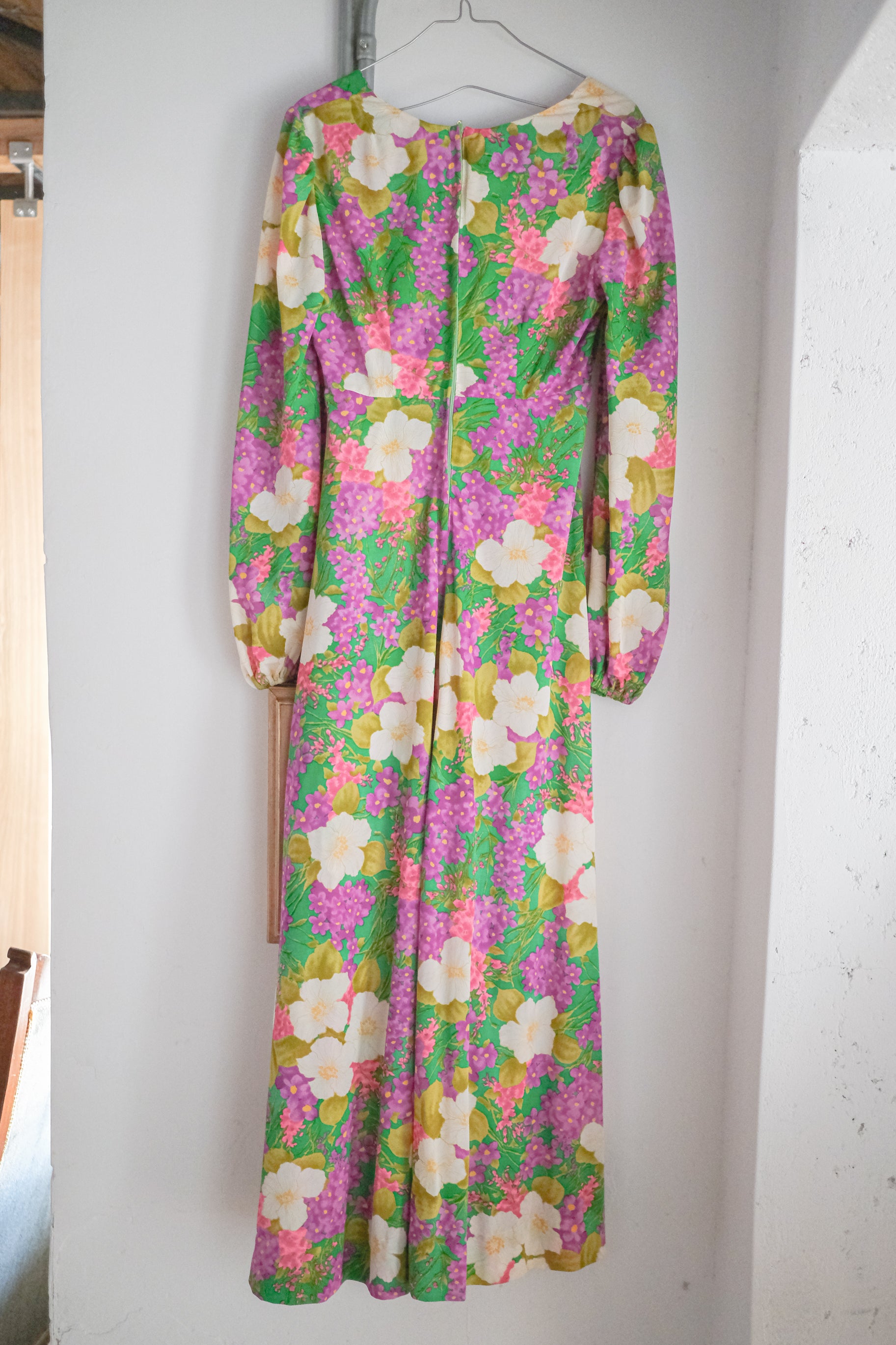 Vintage Spring Floral Maxi Dress / 珊瑚藤雨扶桑長洋裝