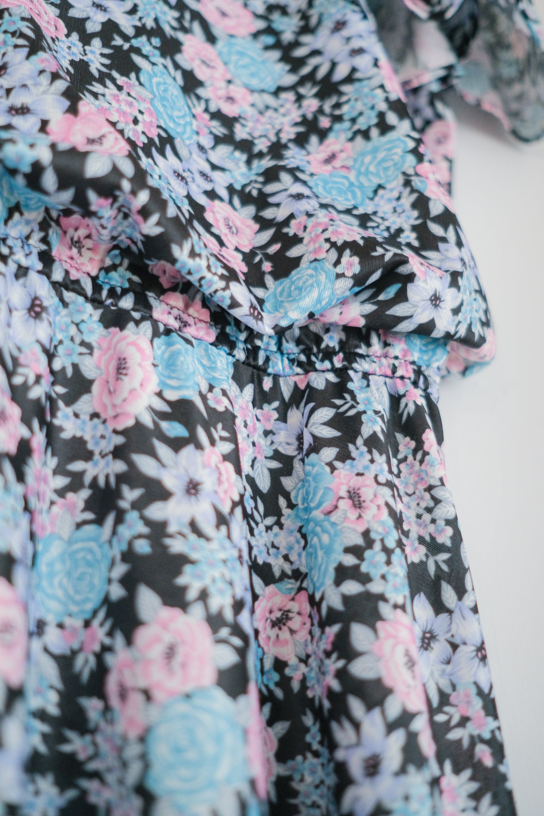 1980's Floral Print Lace Collar Dress / 古著印花蕾絲領洋裝