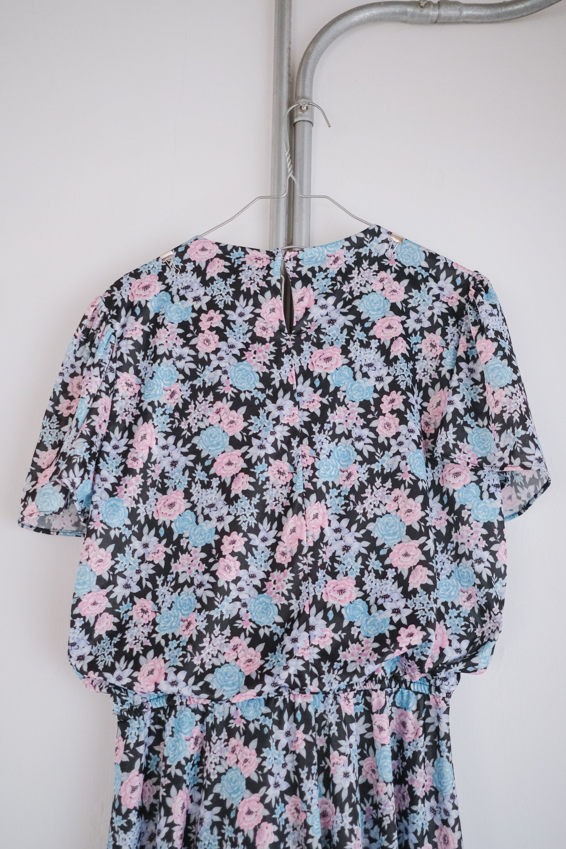 1980's Floral Print Lace Collar Dress / 古著印花蕾絲領洋裝