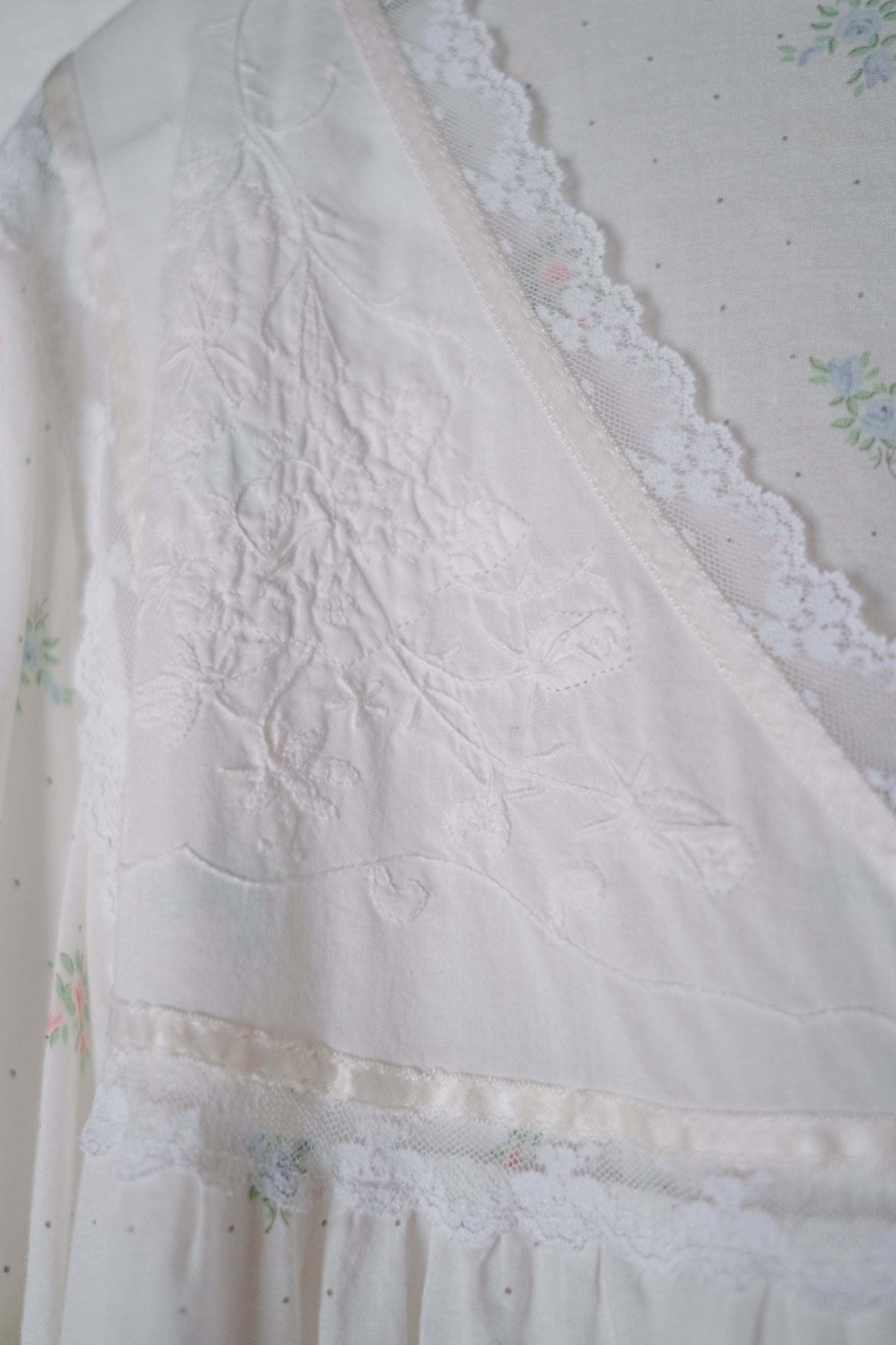 Vintage Night Dress / 碎花透膚V領睡衣洋裝