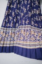 Vintage Floral Lace Collar Dress / 蕾絲領印花百摺洋裝