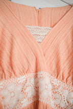 Vintage 1970's Peach Gauze Prairie Dress / 古著蜜桃色棉紗長洋裝