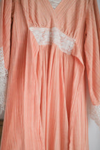Vintage 1970's Peach Gauze Prairie Dress / 古著蜜桃色棉紗長洋裝