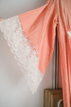 Vintage 1970's Peach Gauze Prairie Dress / 古著蜜桃色棉紗長洋裝