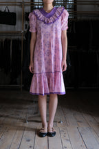 Vintage Ruffled Collar Hawaii Dress / 古著粉紫雪花荷葉領夏威夷洋裝