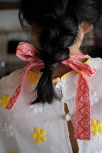 Vintage Bird and flowers Ruffled Bib Apron / 古著鳥與花荷葉邊圍裙