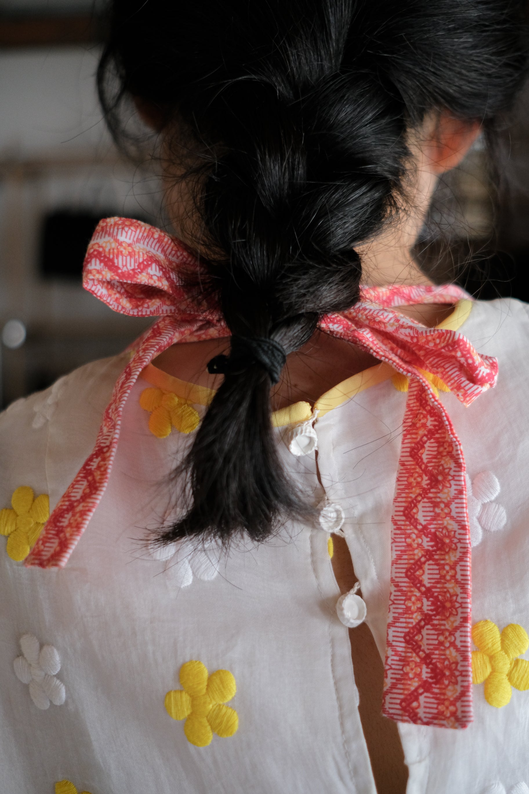 Vintage Bird and flowers Ruffled Bib Apron / 古著鳥與花荷葉邊圍裙