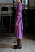 1970's Indian Deep lilac Calico Dress / 印度古著紫丁香碎花細褶洋裝